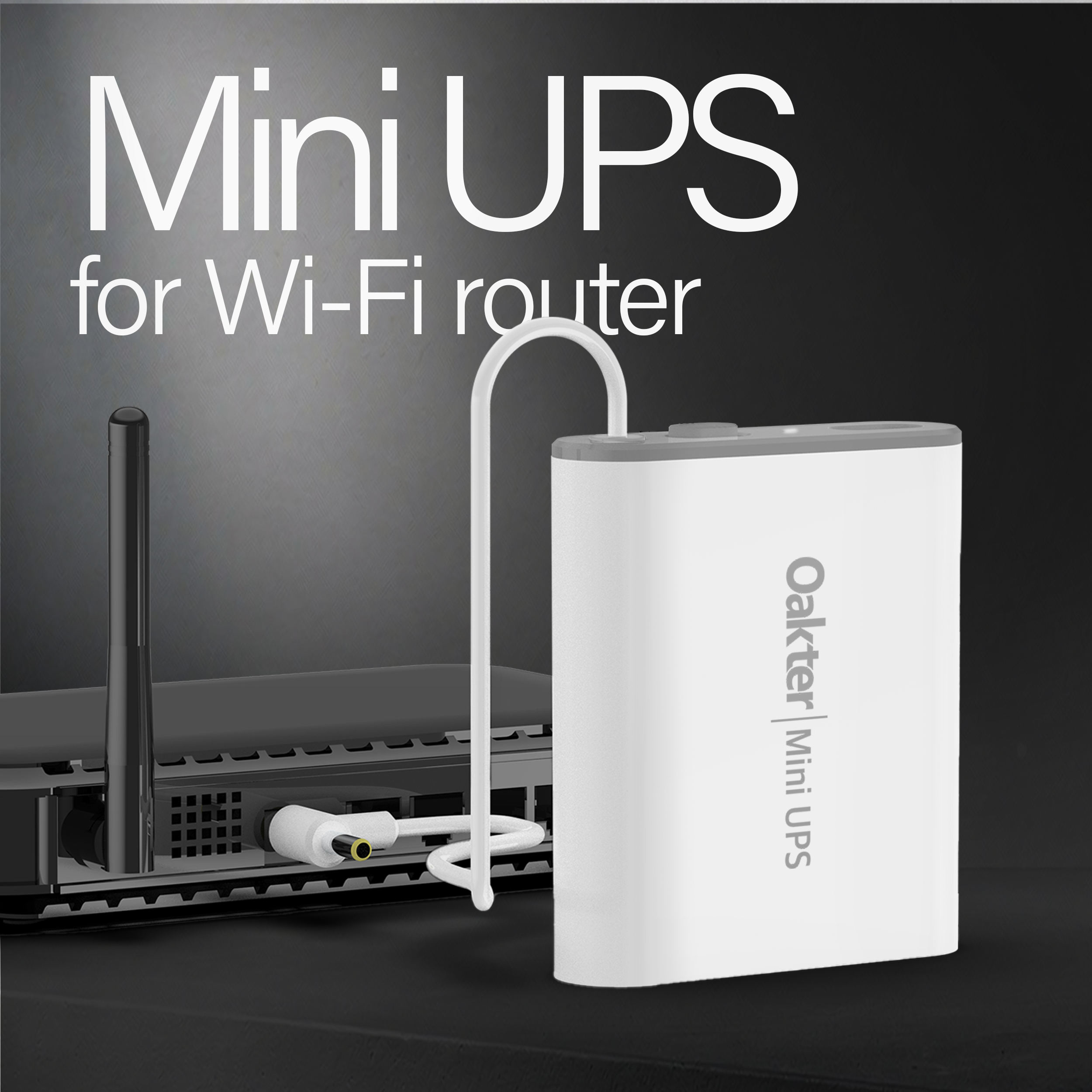Oakter Mini UPS Plus connected to a Wi-Fi router